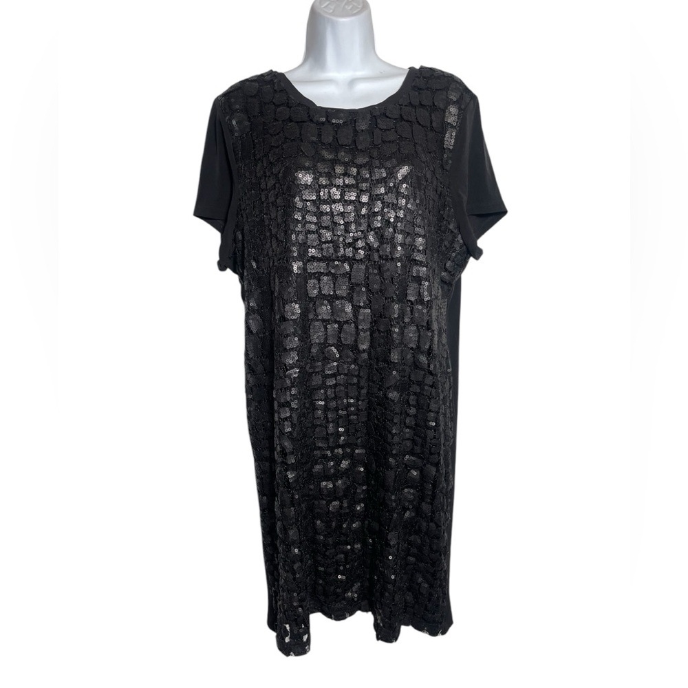 Calvin‎ Klein dress size 14 stunning black sequined shift dress PERFECT 🖤🖤